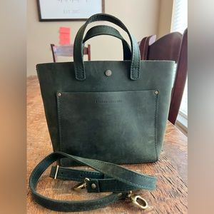 Portland Leather Goods mini crossbody in brushed green